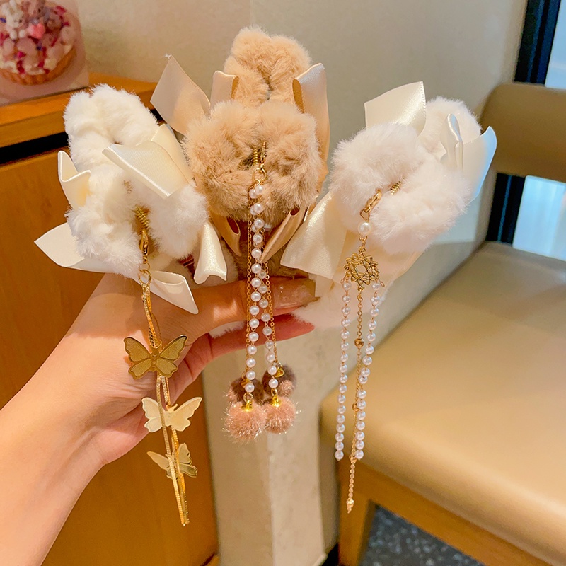 Kẹp Tóc Tua Rua Hình Cá Mập Bằng Lông Nhung Màu Sữa Thời Trang Mùa Thu Hàn Quốc Cho Bé Gái