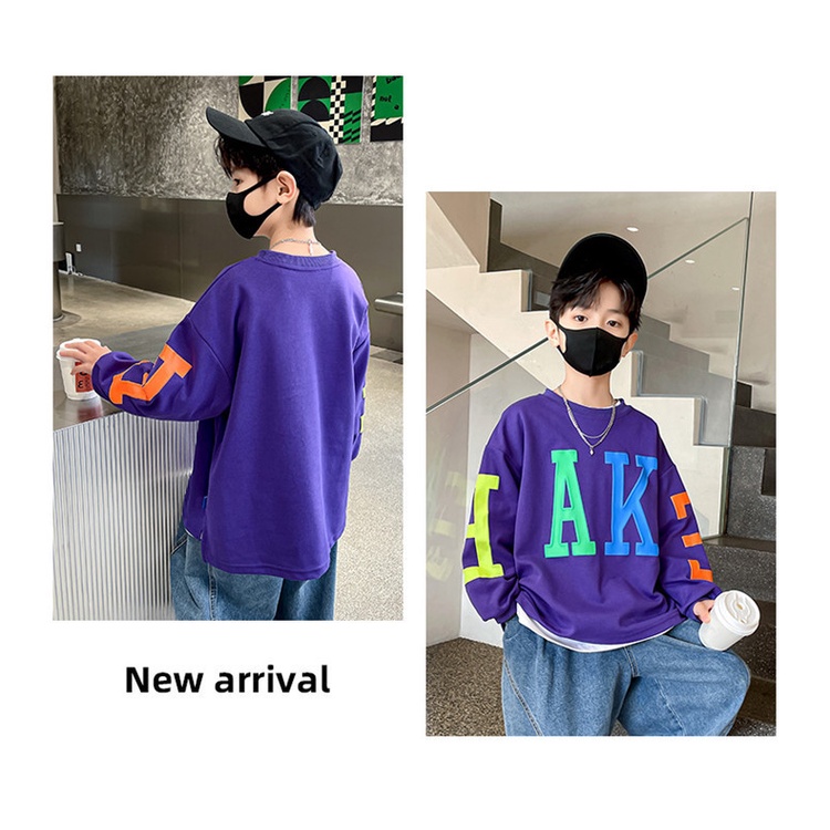 Áo sweater Tay Dài Cổ Tròn Dáng Rộng Thời Trang Cho Bé Trai