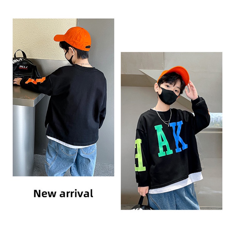 Áo sweater Tay Dài Cổ Tròn Dáng Rộng Thời Trang Cho Bé Trai