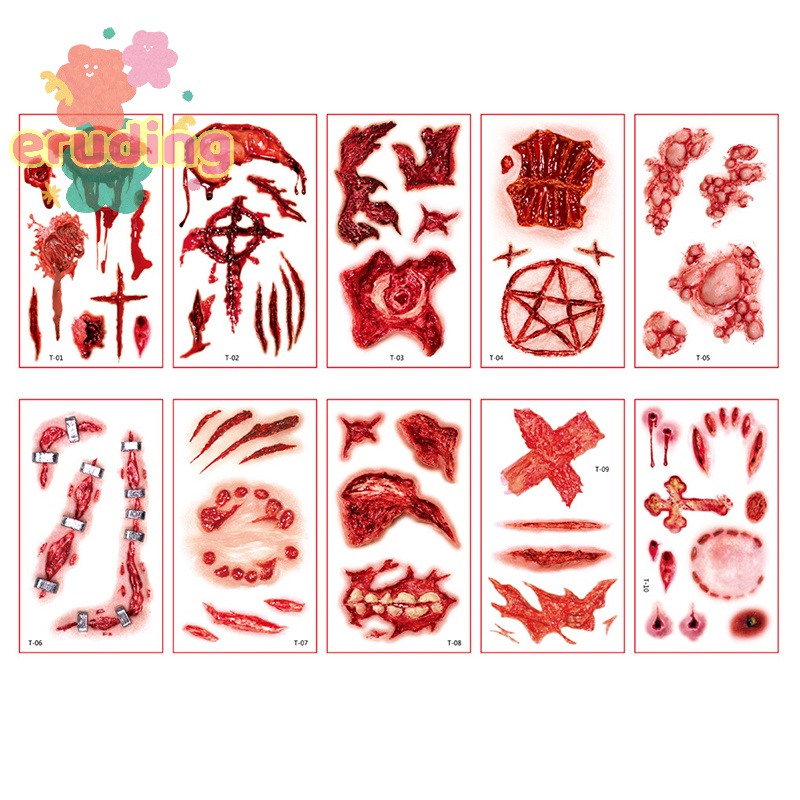 Bộ 10 Hình Xăm Dán Mặt / Cánh Tay / Mặt / Cánh Tay Họa Tiết halloween Vui Nhộn Dành Cho Bé