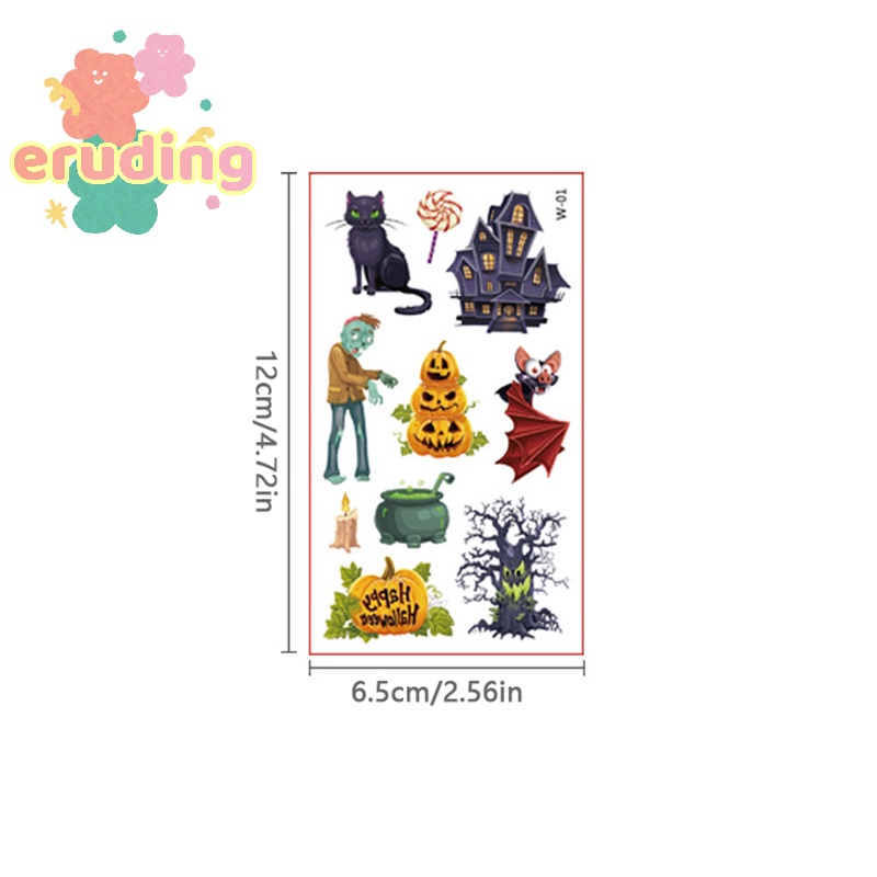 Bộ 10 Hình Xăm Dán Mặt / Cánh Tay / Mặt / Cánh Tay Họa Tiết halloween Vui Nhộn Dành Cho Bé