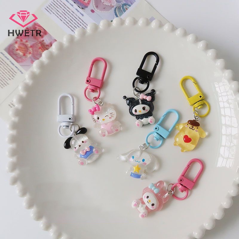 Hwtr Móc Chìa Khóa Trong Suốt Hình sanrio hello kitty / Chó cinnamon / melody Đáng Yêu Mới