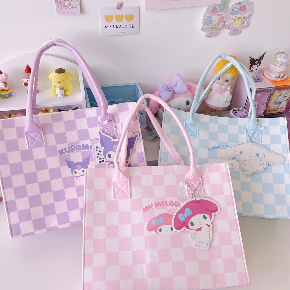 Sanrio Túi Xách tote Cỡ Lớn In Họa Tiết Hoạt Hình Dễ Thương Cho Nữ