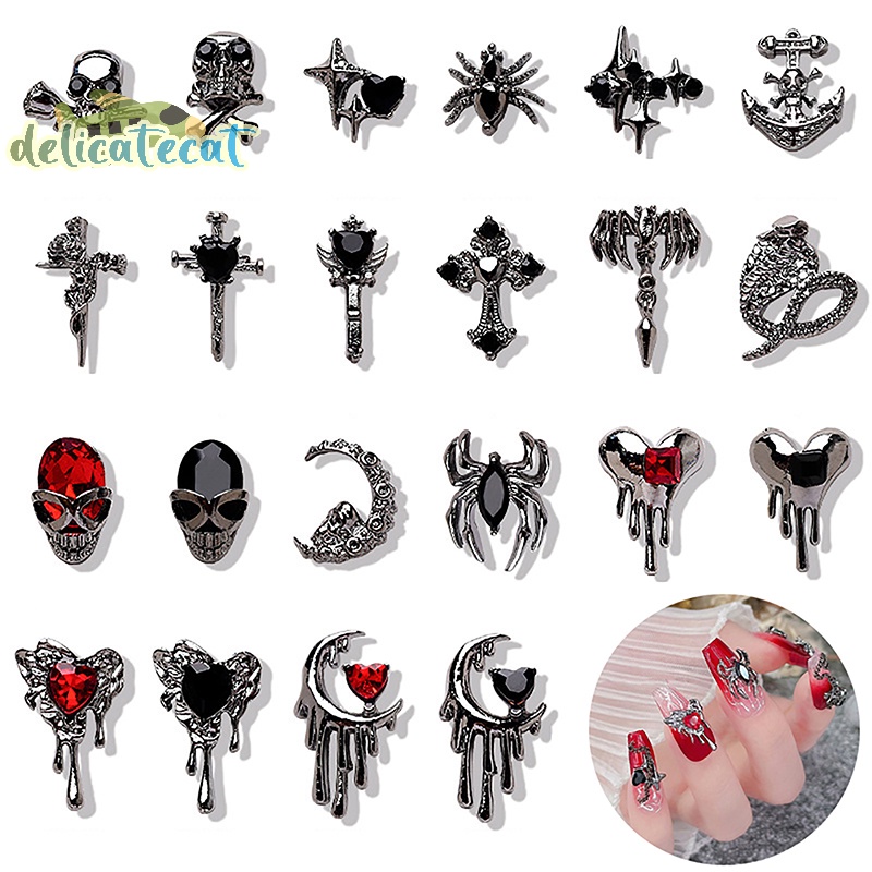 Set 10 Phụ Kiện Trang Trí Móng Tay Nghệ Thuật Hình Thánh Giá 3d Bằng Hợp Kim Phong Cách punk