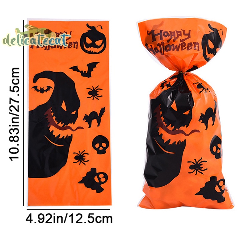 Set 50 Túi Đựng Kẹo halloween 12.5X27.5Cm Có Dây Ruy Băng Trang Trí halloween