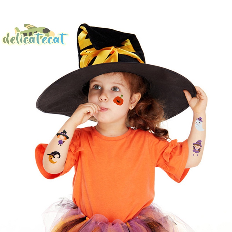 Bộ 10 Hình Xăm Dán Mặt / Cánh Tay Họa Tiết halloween Hoạt Hình Vui Nhộn Cho Bé