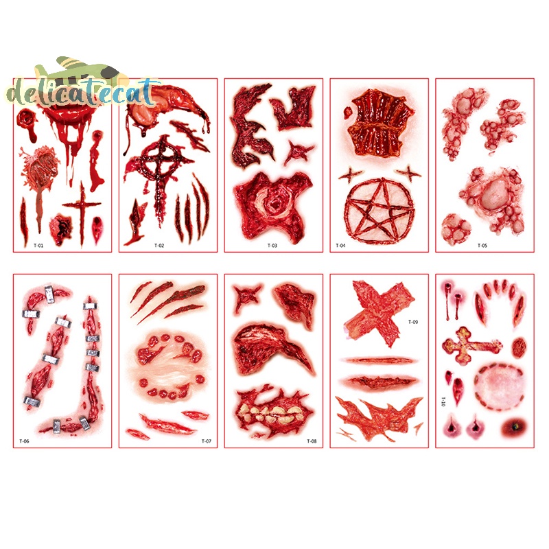 Bộ 10 Hình Xăm Dán Mặt / Cánh Tay Họa Tiết halloween Hoạt Hình Vui Nhộn Cho Bé