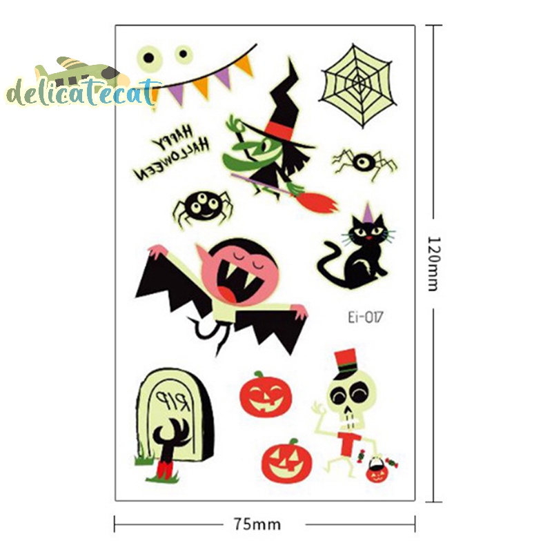 Hình Xăm Dán Tạm Thời Họa Tiết halloween Phát Sáng Độc Đáo