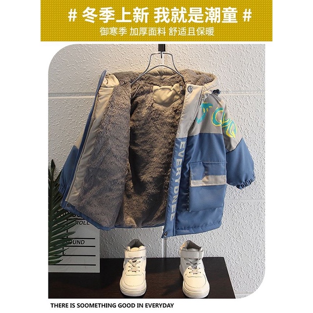 Áo Khoác Đệm cotton Lót Lông Cừu Dày Dặn Phong Cách Mới Mùa Đông Cho Bé Trai