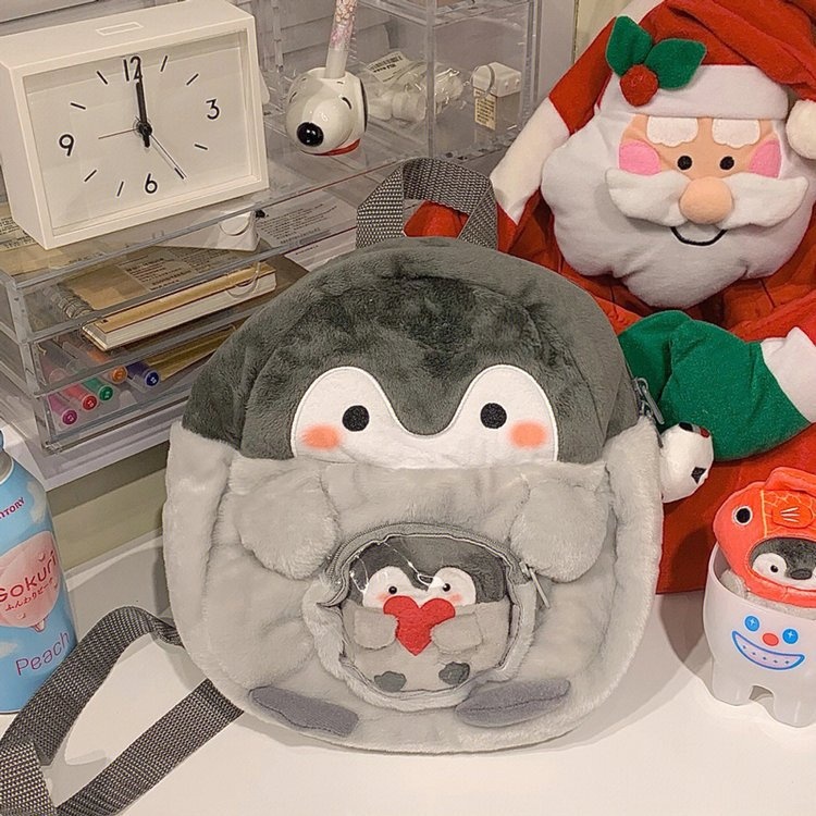 Balo Đi Học Hình Chim Cánh Cụt Nhồi Bông Dễ Thương Cho Bé Gái