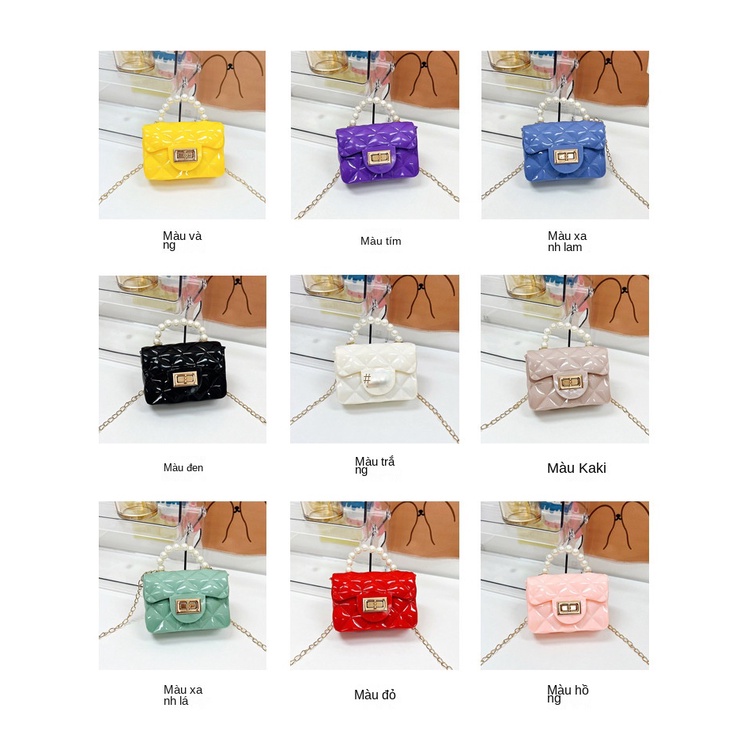 Túi Đeo Chéo mini Đính Hạt Ngọc Trai Và Đá Thạch Thời Trang Mới 2023 Cho Bé