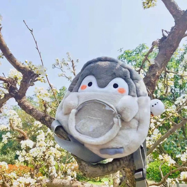 Balo Đi Học Hình Chim Cánh Cụt Nhồi Bông Dễ Thương Cho Bé Gái