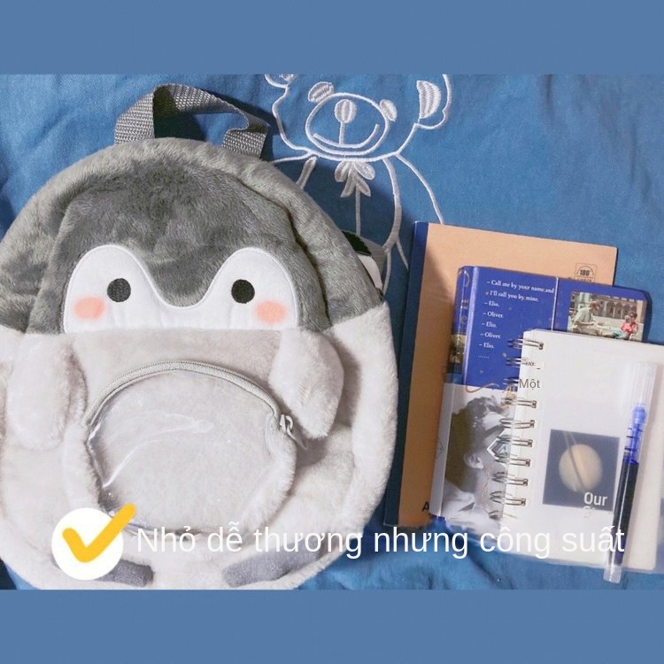 Balo Đi Học Hình Chim Cánh Cụt Nhồi Bông Dễ Thương Cho Bé Gái