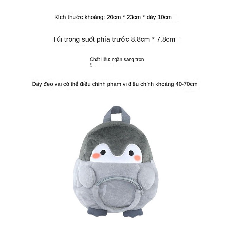Balo Đi Học Hình Chim Cánh Cụt Nhồi Bông Dễ Thương Cho Bé Gái