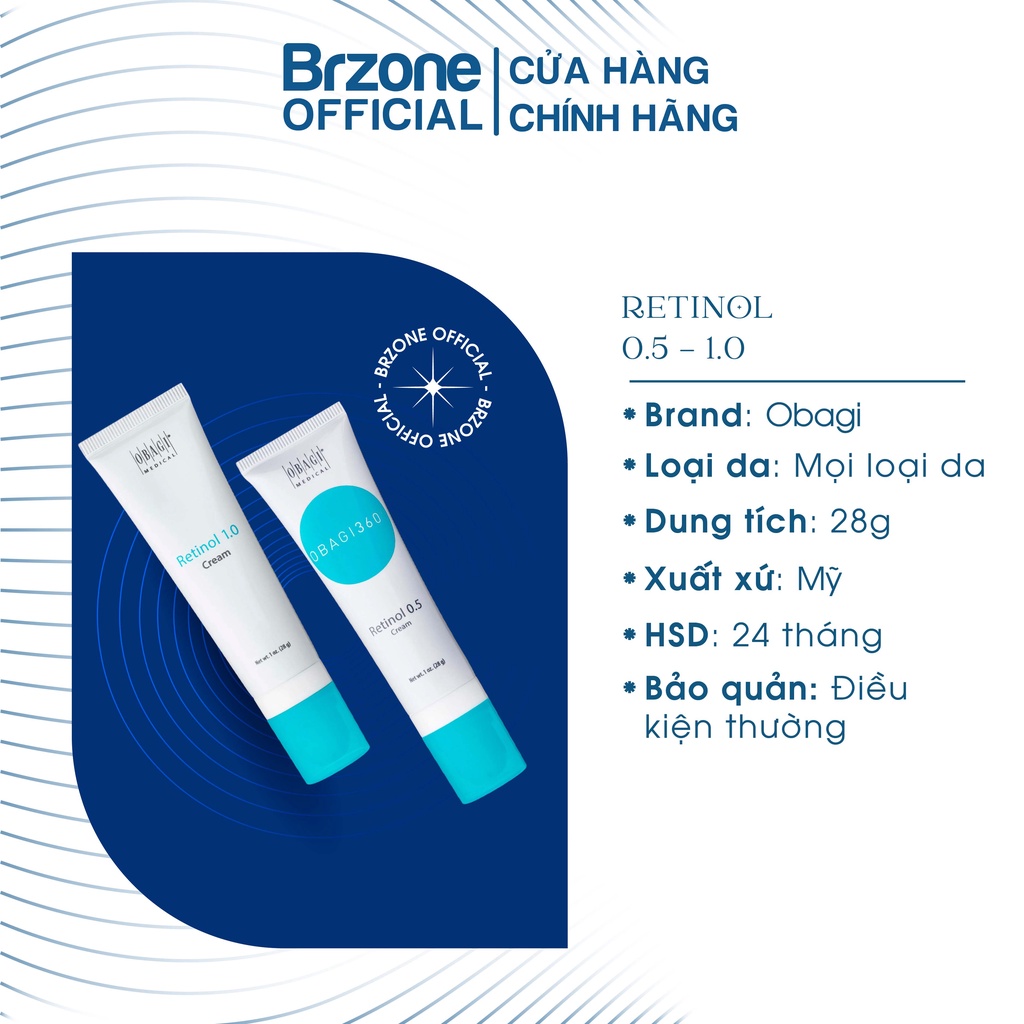 Kem dưỡng Retinol 0.5% - 1.0% chống lão hóa, trắng da và giảm mụn 28g - BRZONE OFFICIAL