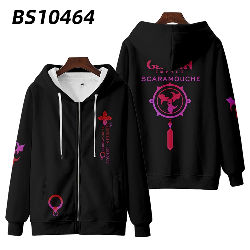 Genshin Áo Khoác hoodie Có Khóa Kéo In Họa Tiết 3d Phong Cách hip hop Thời Trang Đường Phố Cho Nam Và Nữ