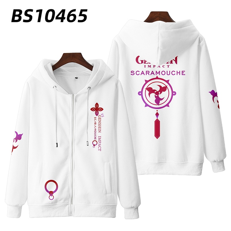 Genshin Áo Khoác hoodie Có Khóa Kéo In Họa Tiết 3d Phong Cách hip hop Thời Trang Đường Phố Cho Nam Và Nữ