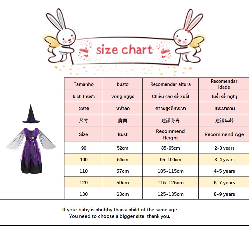 Bcbl Đầm Hóa Trang Phù Thủy Màu Tím Kèm Nón Xinh Xắn Cho Bé Gái Dịp halloween