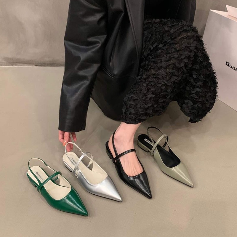 BẠCH LỘC ĐẠI NHÂN✨ Giày Búp Bê Đế Bằng Thời Trang Mùa Hè Phong Cách Pháp