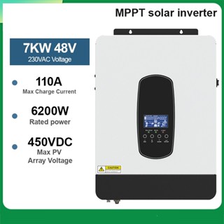  Bộ Biến Tần Năng Lượng Mặt Trời Mppt 7KVA PV 55V-450V Hybrid Inverter Tích Hợp Pin 110A MPPT Hỗ Trợ Sạc Pin   48VV 