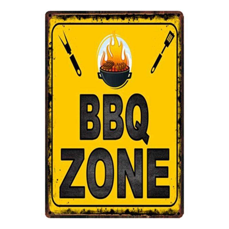 BBQ TIME ZONE DADS GRILL Thịt Nướng Vintage Kim Loại Ký Tin Poster Trang Trí Nhà Thanh Tranh Nghệ Th