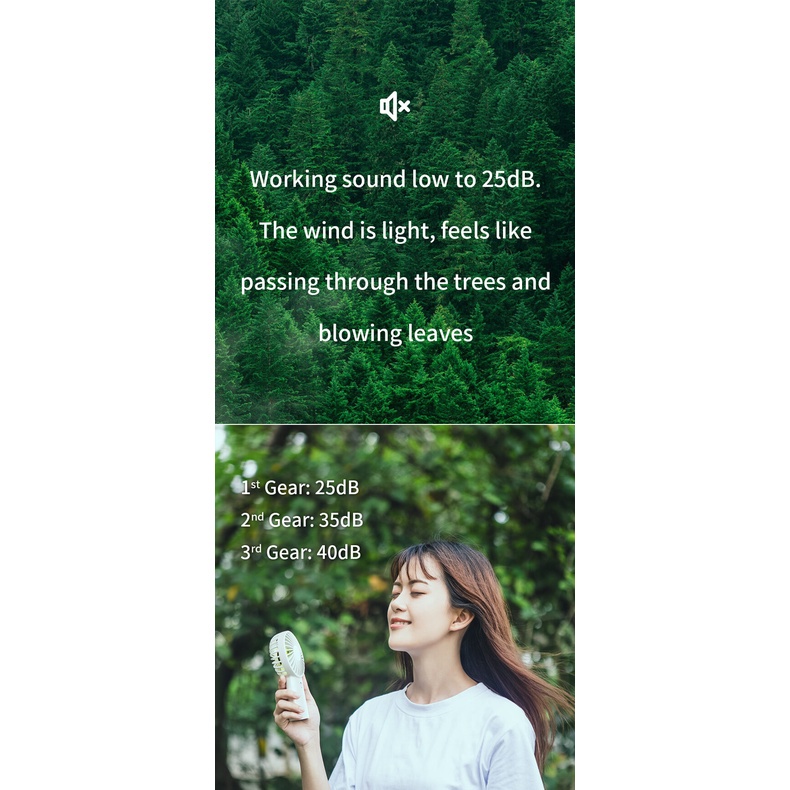 Quạt Cầm Tay Mini JISULIFE F2D ABS 6000mAh - Sạc Nhanh - Sử Dụng Lên Đến 30H Chính Hãng - Bảo Hành 12 Tháng