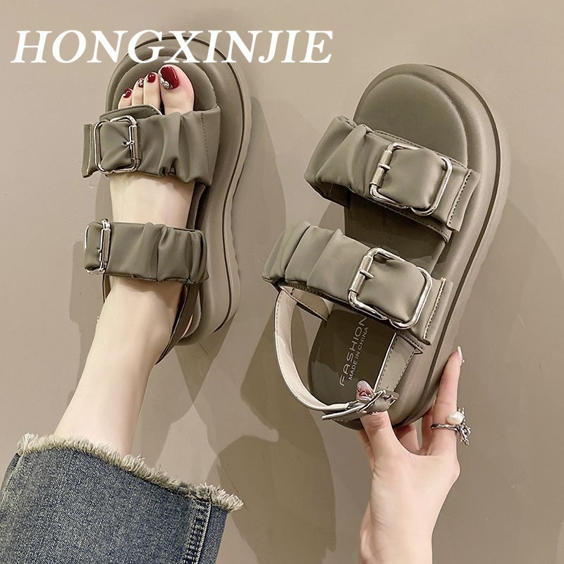 HONGXINJIE  dép sandal nữ dép đi biển dép đế cao Thoải Mái Xinh Xắn   fashion Phong cách Thoải mái Hàn Quốc B98G1PW 37Z230910