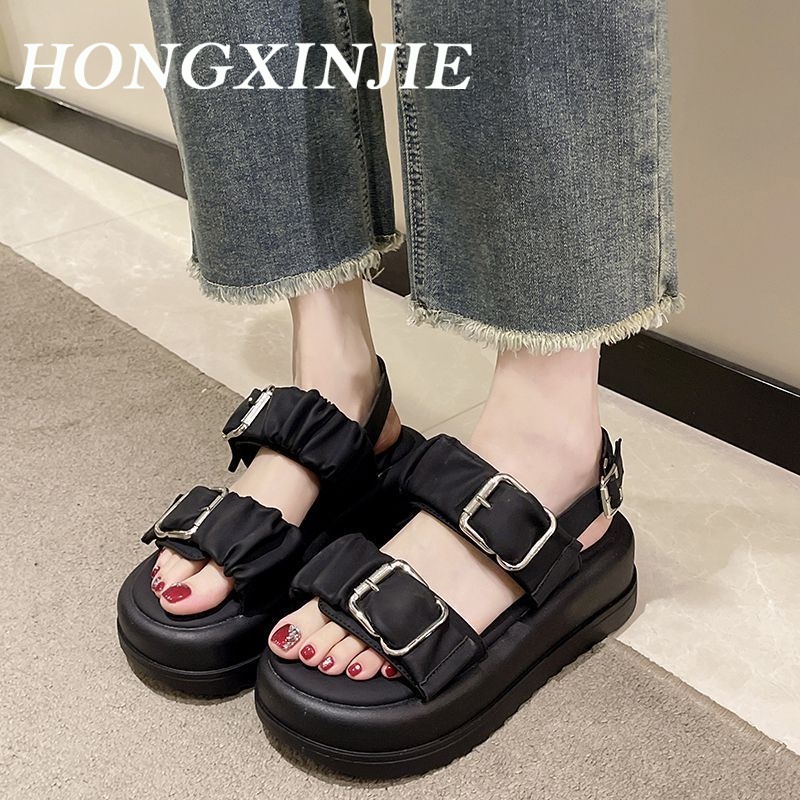 HONGXINJIE  dép sandal nữ dép đi biển dép đế cao Thoải Mái Xinh Xắn   fashion Phong cách Thoải mái Hàn Quốc B98G1PW 37Z230910