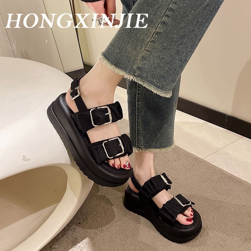 HONGXINJIE  dép sandal nữ dép đi biển dép đế cao Thoải Mái Xinh Xắn   fashion Phong cách Thoải mái Hàn Quốc B98G1PW 37Z230910