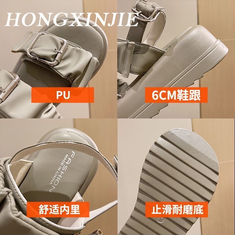 HONGXINJIE  dép sandal nữ dép đi biển dép đế cao Thoải Mái Xinh Xắn   fashion Phong cách Thoải mái Hàn Quốc B98G1PW 37Z230910