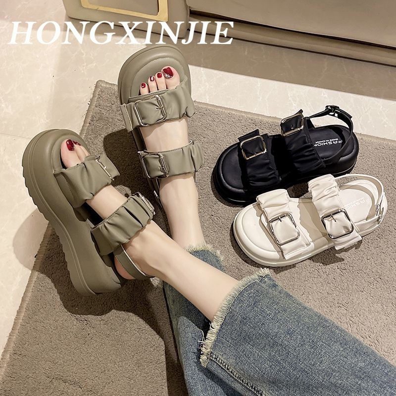 HONGXINJIE  dép sandal nữ dép đi biển dép đế cao Thoải Mái Xinh Xắn   fashion Phong cách Thoải mái Hàn Quốc B98G1PW 37Z230910
