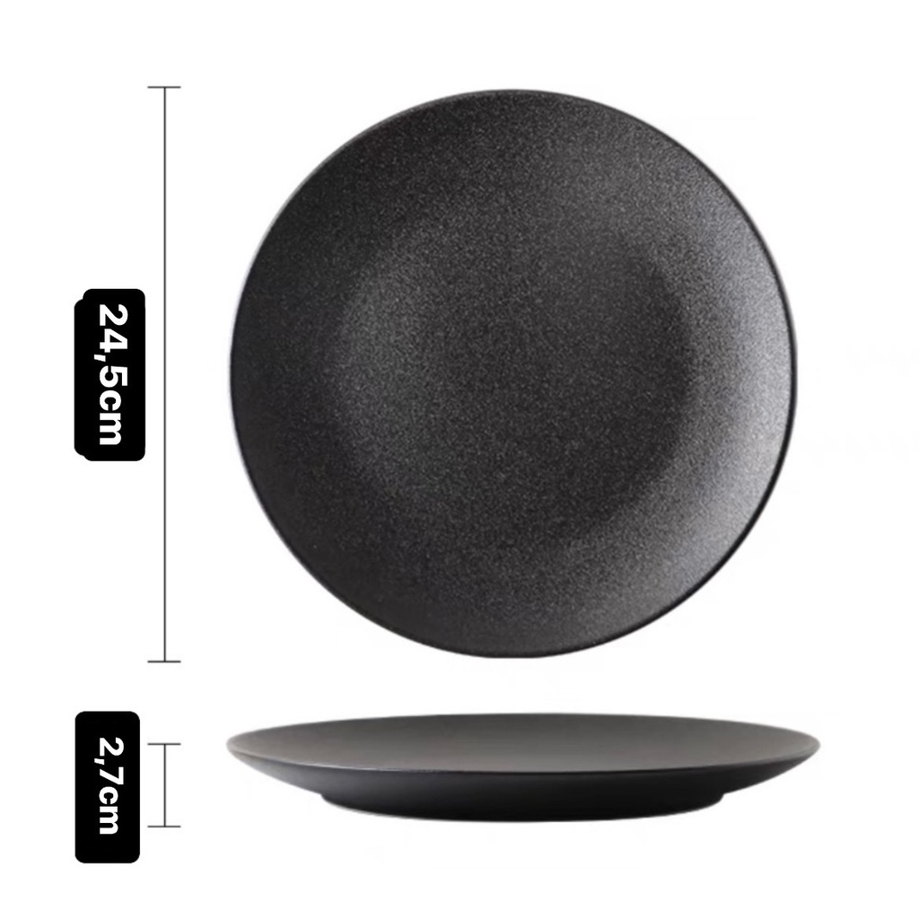 Dĩa Sứ Tròn Vân Sần Chống Trầy Xước Đựng Steak/Mì Ý/...