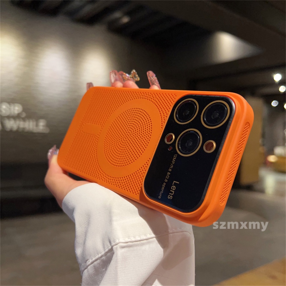 Ốp Điện Thoại Cứng Siêu Mỏng Với Khung Lưới Tản Nhiệt Từ Tính Cho iphone 15 14 13 12 pro max