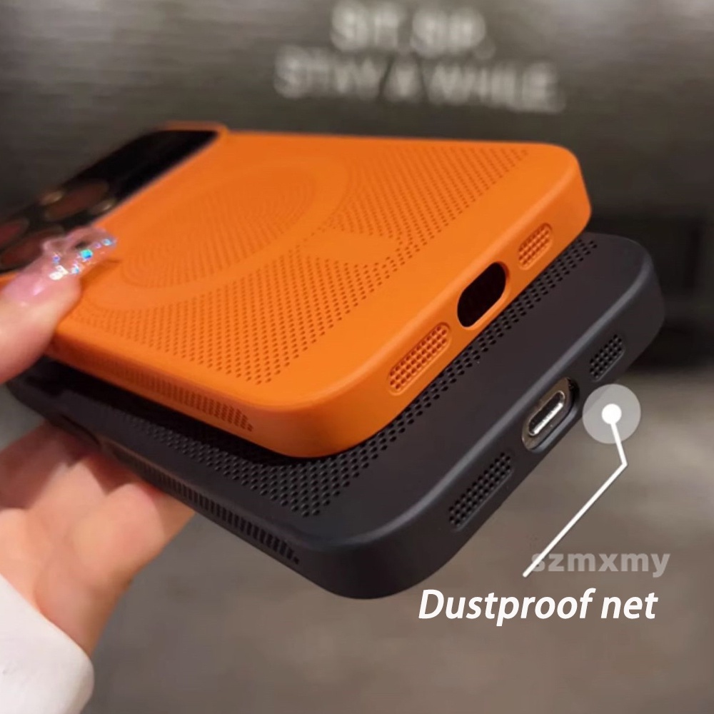 Ốp Điện Thoại Cứng Siêu Mỏng Với Khung Lưới Tản Nhiệt Từ Tính Cho iphone 15 14 13 12 pro max