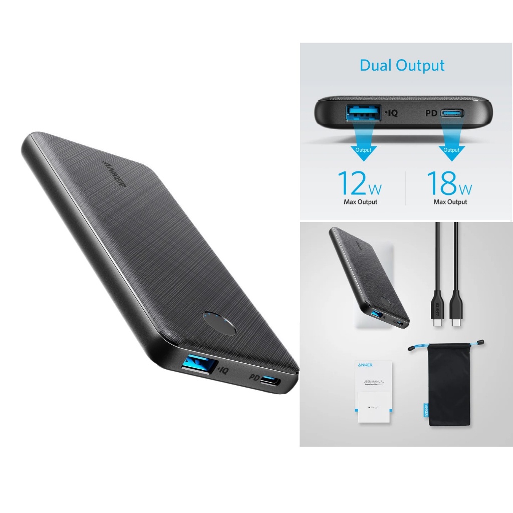 Sạc dự phòng Anker powerpore 3 Sense 10000mAh - A1231 / A1248 NEW bọc vải sạc nhanh 20W PD