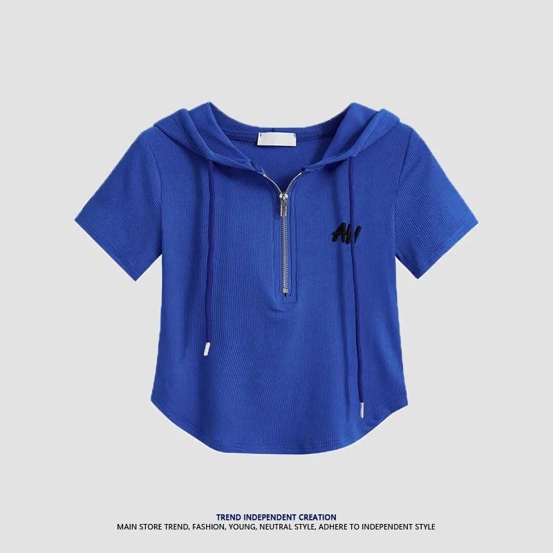 Áo Hoodie Ngắn Tay Ôm Dáng Xinh Xắn Theo Phong Cách Hàn Quốc