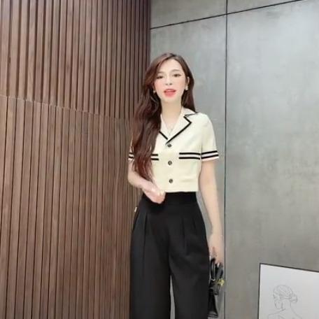 Áo Cổ Vest Be Viền Đen Liin Clothing Thời Trang Công Sở Cao Cấp BLC007SBE-S23-