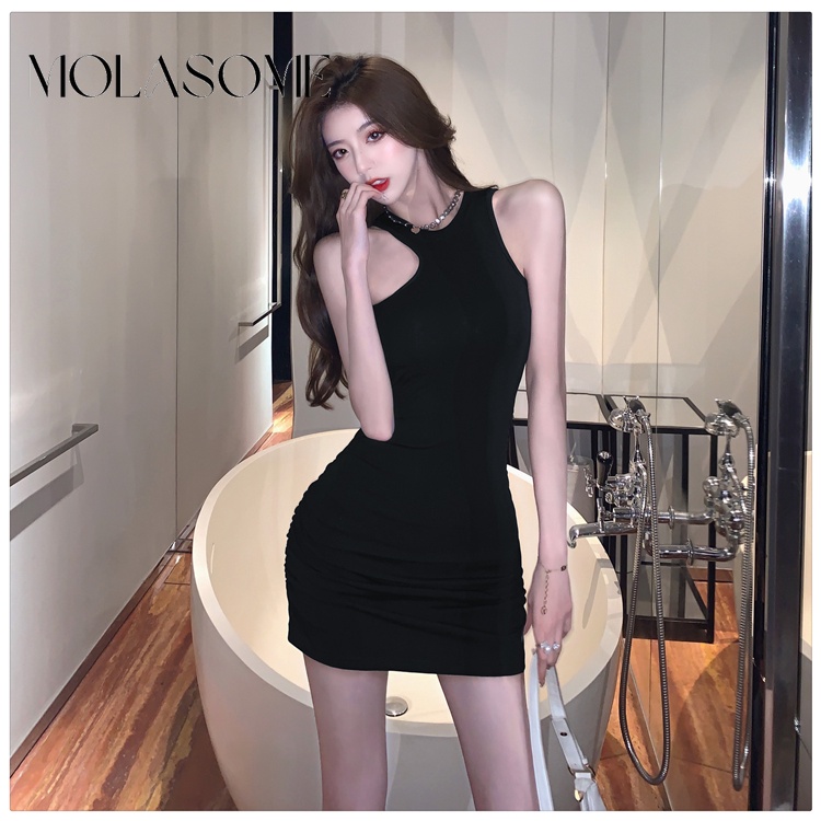 Polaroisome Đầm mini Sát Nách Màu Trơn Thời Trang Mới 2023 Cho Nữ