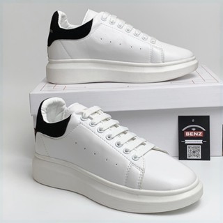 Giày thể thao M.C.Queen trắng gót đen, Giày sneaker MCQ nam nữ độn đế tăng chiều cao 5 phân Full box J195