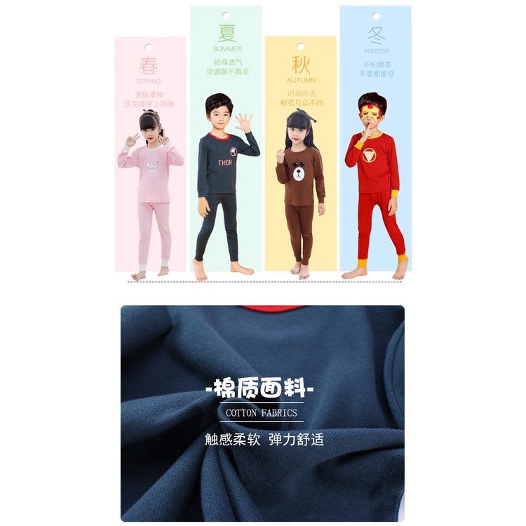 Bộ Đồ Ngủ cotton Mặc Nhà Dáng Dài Giữ Ấm Hình Người Nhện Màu Đỏ Thuần Khiết Thời Trang Thu Đông Cho Bé Trai Và Bé Gái