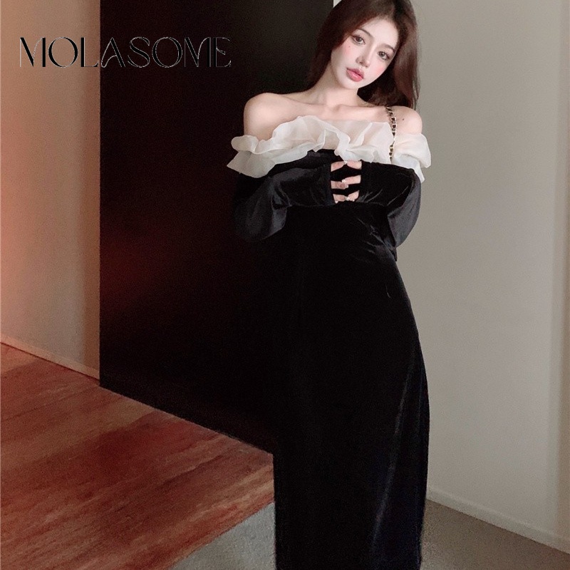 Polaroisome Đầm maxi Tay Dài Trễ Vai Thời Trang 2023