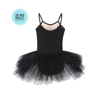 Váy múa 2 dây sao lấp lánh (đen, hồng)