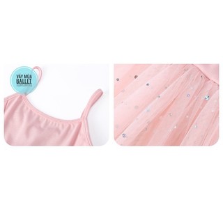 Váy múa 2 dây sao lấp lánh (đen, hồng)