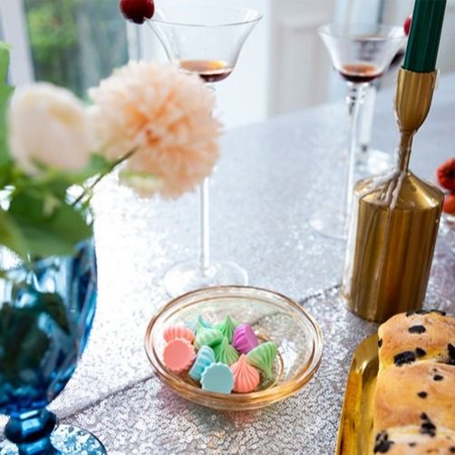 Vải Đính Kim Sa Lấp Lánh 3mm 0.5 yard Dùng May Đầm