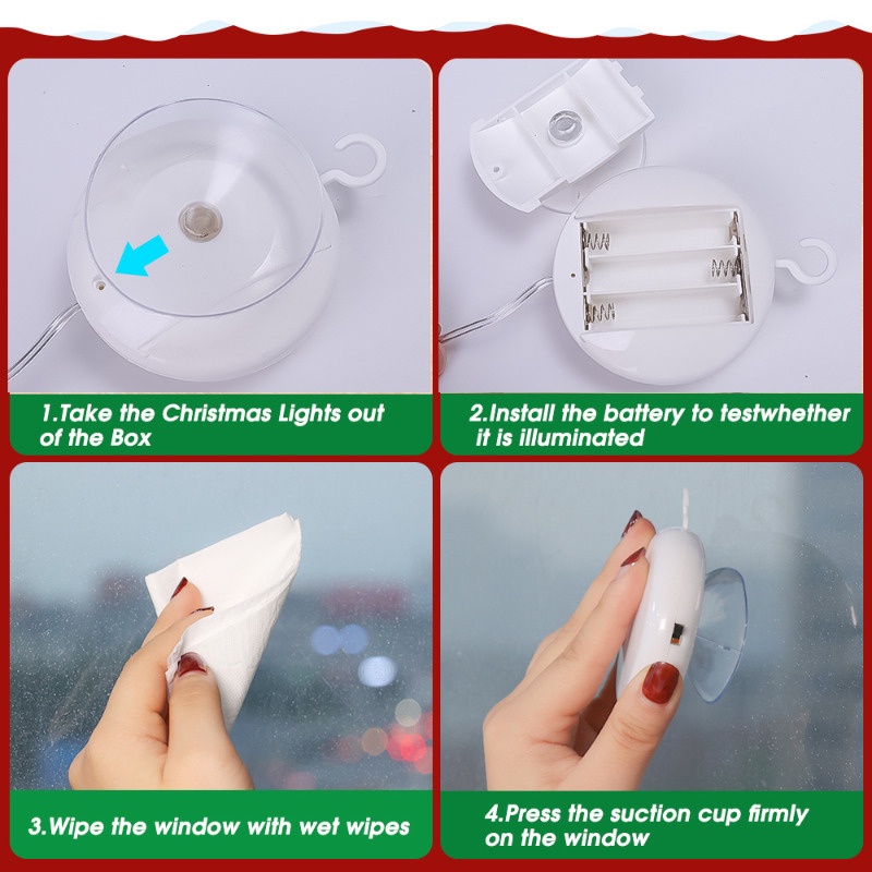Đèn led Hình Ngôi Sao / Bông Tuyết / Ông Già Noel Có Móc Treo Trang Trí Cửa Sổ