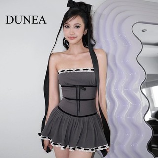 DUNEA Đầm Trễ Vai Phối Ruy Băng Quyến Rũ Cho Nữ