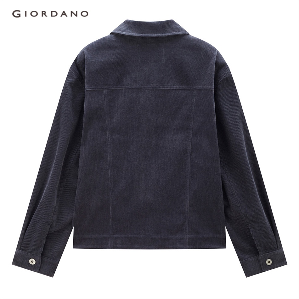 GIORDANO WOMEN Flap pockets turn-down collar corduroy jacket 05373718