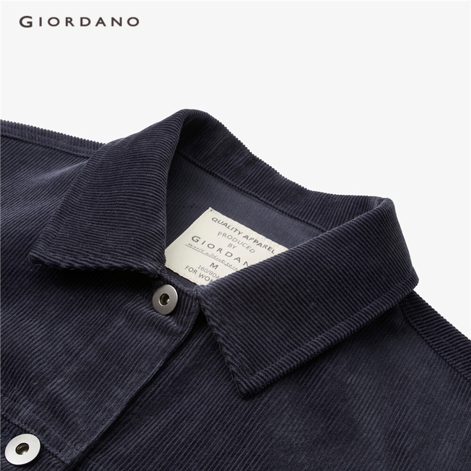 GIORDANO WOMEN Flap pockets turn-down collar corduroy jacket 05373718