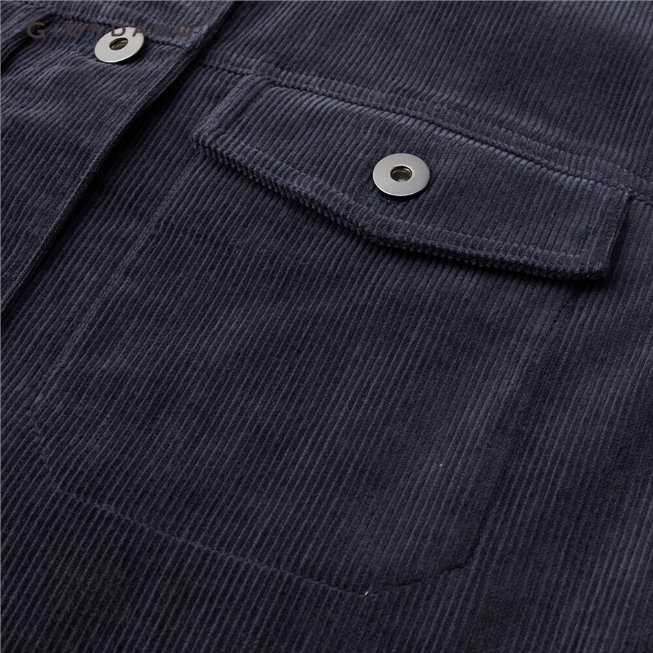 GIORDANO WOMEN Flap pockets turn-down collar corduroy jacket 05373718