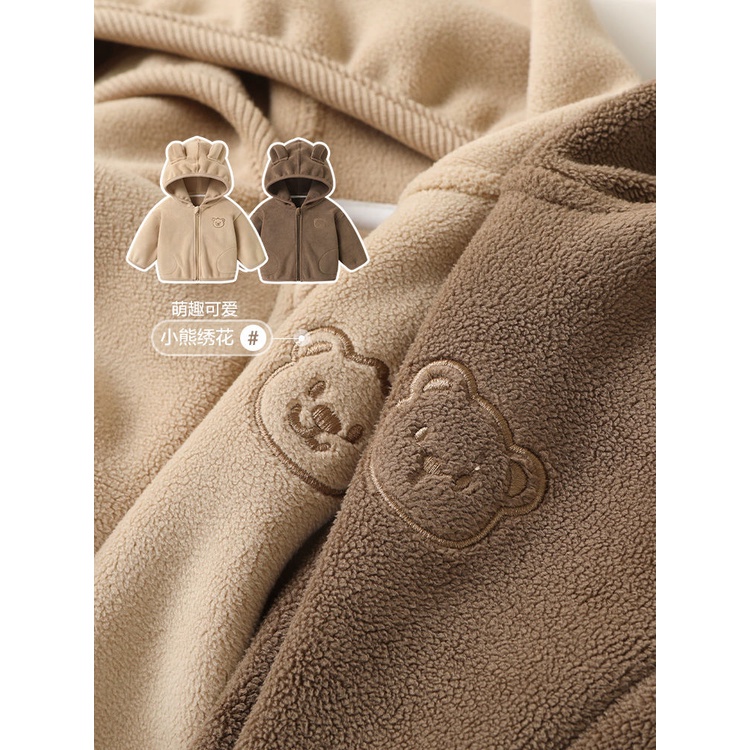 Áo Khoác cotton Có Nón In Hình Gấu Trúc Dễ Thương Thời Trang Thu Đông Cho Bé